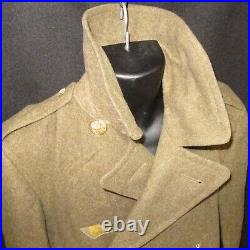 WWII US Army Winter Over Coat Sz 36S Heavy Wool Ruptured Duck Patch Unworn Orig