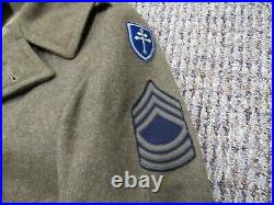 WWII US Army enlisted wool overcoat size 42 L MSG 79th ID patched