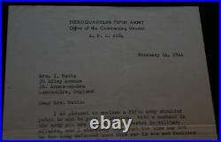 WWII US LTG Mark W. Clark Signed Letter & SSI Patch 5th Army Feb. 1944 England