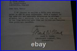 WWII US LTG Mark W. Clark Signed Letter & SSI Patch 5th Army Feb. 1944 England