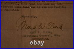 WWII US LTG Mark W. Clark Signed Letter & SSI Patch 5th Army Feb. 1944 England
