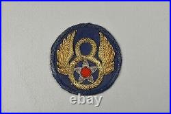 WWII U. S. 8th ARMY AIR CORPS PATCH WithBLUE BORDER BRITISH MADE, BULLION