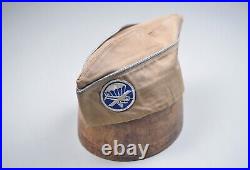 WWII U. S. ARMY AIRBORNE ENLISTED PARA/GLIDER KHAKI OVERSEAS CAP withBLUE PATCH
