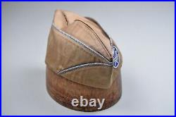 WWII U. S. ARMY AIRBORNE ENLISTED PARA/GLIDER KHAKI OVERSEAS CAP withBLUE PATCH