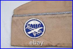 WWII U. S. ARMY AIRBORNE ENLISTED PARA/GLIDER KHAKI OVERSEAS CAP withBLUE PATCH