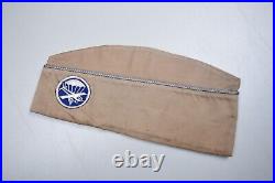 WWII U. S. ARMY AIRBORNE ENLISTED PARA/GLIDER KHAKI OVERSEAS CAP withBLUE PATCH
