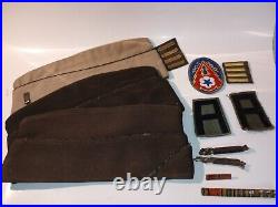 WWII U. S. ARMY Officer Caps Various Patches M1 Garand Pull Through Cleaners