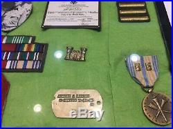 WWII U. S. Army Corps of Engineers Officer Shadow Box Patches 5th Army Dog Tags