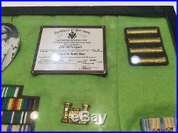 WWII U. S. Army Corps of Engineers Officer Shadow Box Patches 5th Army Dog Tags