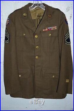 WWII U. S. Wool Army Jacket United States Size 35 L Pilot Medals Patches