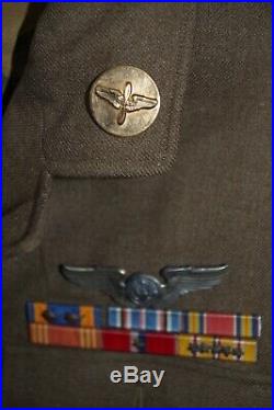 WWII U. S. Wool Army Jacket United States Size 35 L Pilot Medals Patches