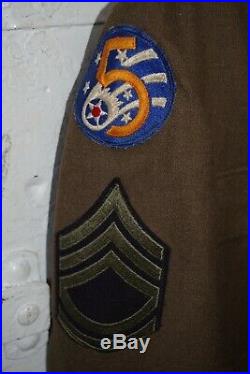 WWII U. S. Wool Army Jacket United States Size 35 L Pilot Medals Patches