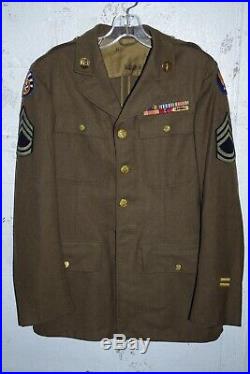 WWII U. S. Wool Army Jacket United States Size 35 L Pilot Medals Patches