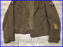 WWII WW2 1944 Vintage US Army Ike Wool Field Coat Mens With Patches Size 36 L