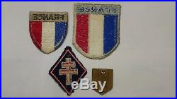 WWII WW2 Original Free French Grouping 2e DB, 1st Army + US Trained Patches