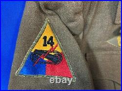 WWII WW2 US Army Double Patched Uniform 14th Armored & 45th Infantry Division