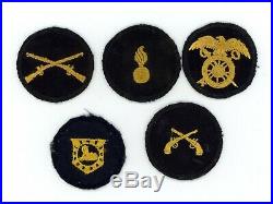 WWII WW2 US Army cap patch devices lot of 5x FIVE