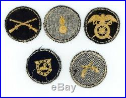 WWII WW2 US Army cap patch devices lot of 5x FIVE