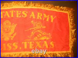 WWII era FORT BLISS Texas United States U. S. ARMY Red BANNER silk style Vintage