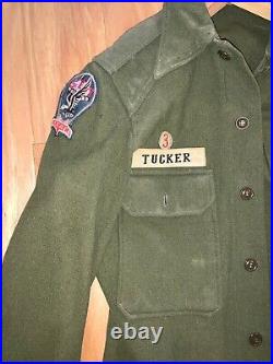 WWII era US Army THICK wool shirt NAMED 517th PIR Airborne Infantry PATCH ATTACK