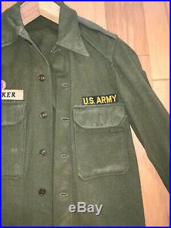 WWII era US Army THICK wool shirt NAMED 517th PIR Airborne Infantry PATCH ATTACK