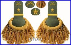 WWI US Army Green Shoulders Epaulette Pair Gold Bullion Fringe WWII Army Uniform