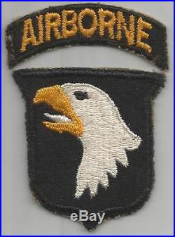 WW 2 US Army 101st Airborne Division White Tongue Patch & Tab Inv# H734