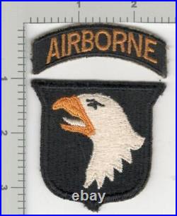 WW 2 US Army 101st Airborne Type 6 White Tongue Greenback Patch & Tab Inv# K3191