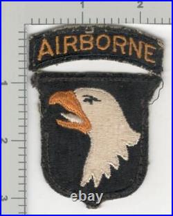 WW 2 US Army 101st Airborne Type 6 White Tongue Greenback Patch & Tab Inv# K3243