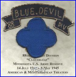 WW 2 US Army 88th Infantry Patch & Italian Made Blue Devils Tab Inv# JR124
