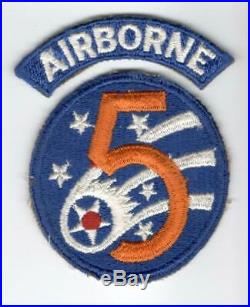 WW 2 US Army AF 5th Air Force Airborne Rescue Patch With Correct Tab Inv# M105