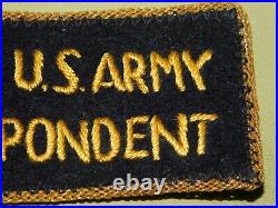 WW II Era OFFICIAL US ARMY CORRESPONDENT Patch JAPANESE MADE Occupation HANDMADE