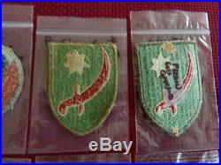WW II US ARMY Unit Shoulder Patches (obscure units) group of 10