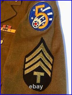 WW II US Army 5th Air Force Uniform Jacket Pacific Campaign Ribbons Patches