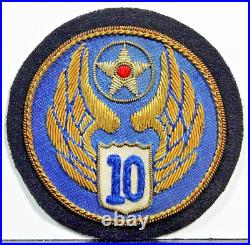 WW II WW 2 10th Air Force Army Air Force USAAF Insignia Badge Patch Bullion