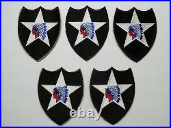 World War 2 US Army 2nd Infantry Division Patches Lot of 5 Indianhead Patches