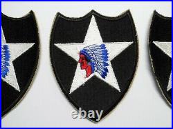 World War 2 US Army 2nd Infantry Division Patches Lot of 6 Indianhead Patches