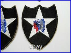 World War 2 US Army 2nd Infantry Division Patches Lot of 6 Indianhead Patches