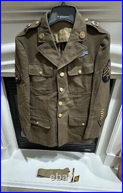 World War II Decorated Wool Army Jacket With Patches, Pins, Buttons & Tie 37R