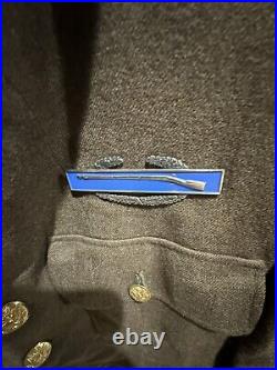 World War II Decorated Wool Army Jacket With Patches, Pins, Buttons & Tie 37R