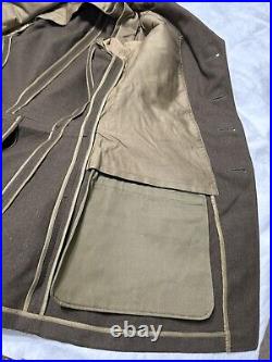 World War II Decorated Wool Army Jacket With Patches, Pins, Buttons & Tie 37R