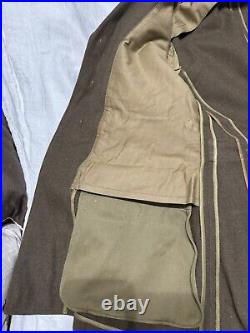 World War II Decorated Wool Army Jacket With Patches, Pins, Buttons & Tie 37R