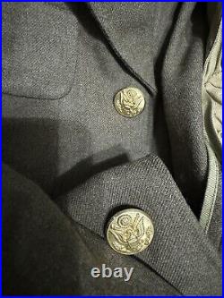 World War II Decorated Wool Army Jacket With Patches, Pins, Buttons & Tie 37R