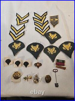 Ww2 Era Sergeant Shirt, Patches And Pins, Airforce, Navy, Army