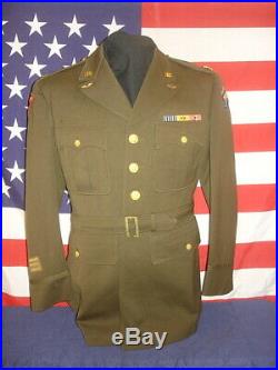 Wwii Us Army Officer's Uniform Coat With Marine Hq-pac & Usaaf Far East Patches