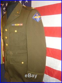 Wwii Us Army Officer's Uniform Coat With Marine Hq-pac & Usaaf Far East Patches