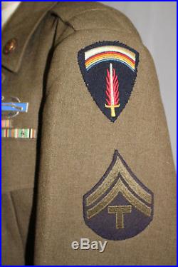 Wwii Us Army Shaef Tunic Uniform With Felt Patch Ribbons And Cib Badge