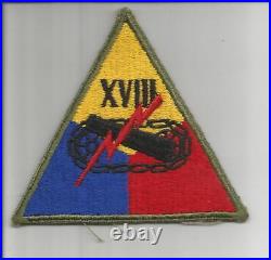 Yellow Apex WW 2 US Army 18th XVIII Armored Corps Patch Inv# S910